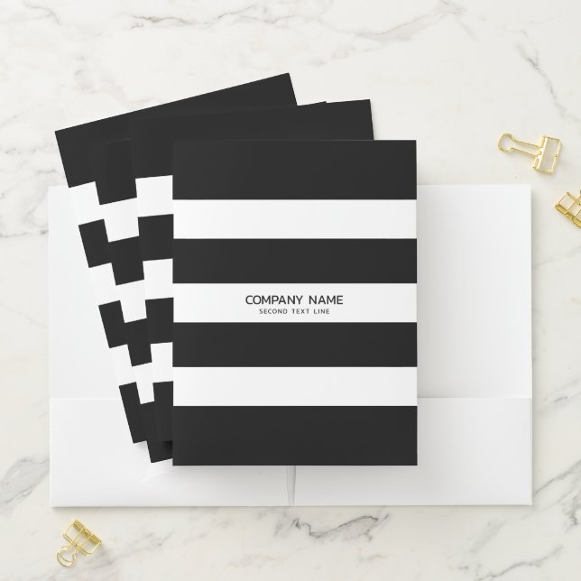 Black and white stripes pattern pocket folder (In Situ)