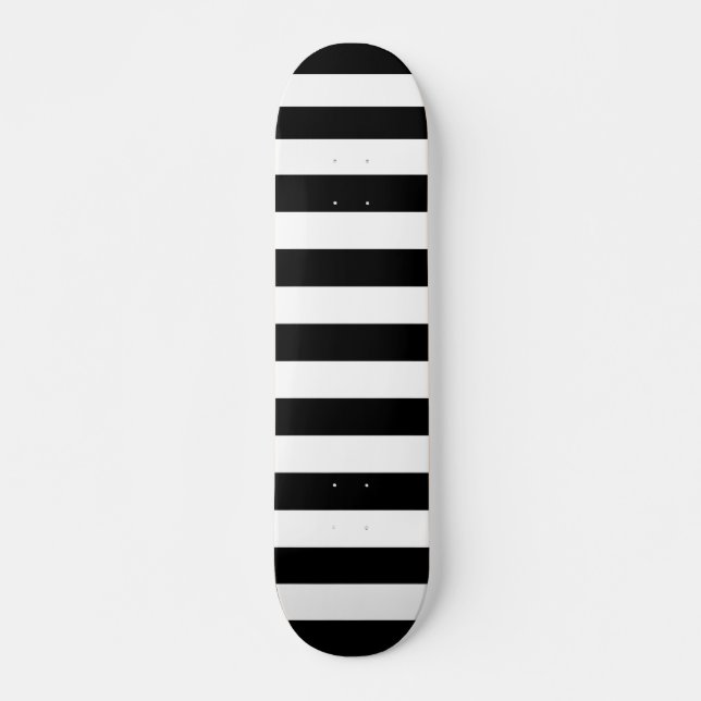 Black and White Stripes Pattern Skateboard Deck (Front)