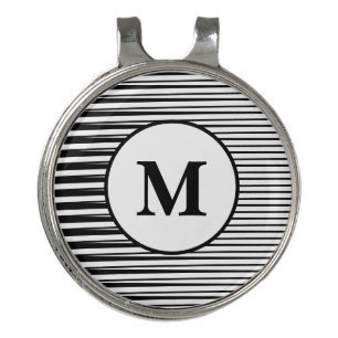 Black And White Stripes Patterns Monograms Modern Golf Hat Clip