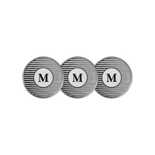 Black And White Stripes Patterns Monograms Stylish Golf Ball Marker