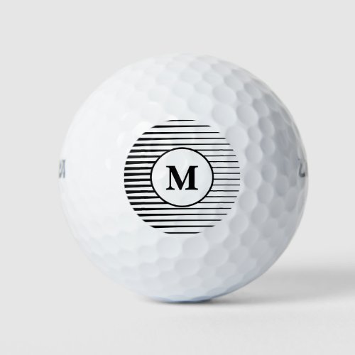 Black And White Stripes Patterns Monograms Stylish Golf Balls