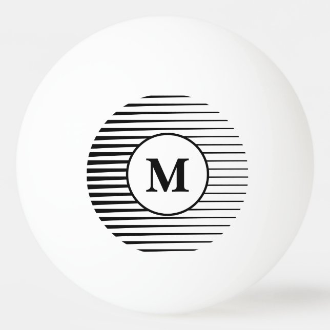 Black And White Stripes Patterns Monograms Stylish Ping Pong Ball (Front)