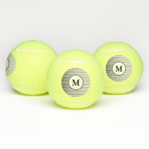 Black And White Stripes Patterns Monograms Stylish Tennis Balls