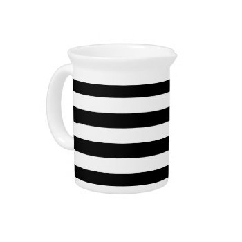 Black And White Stripes Pitcher by SawnsSimplicity at Zazzle