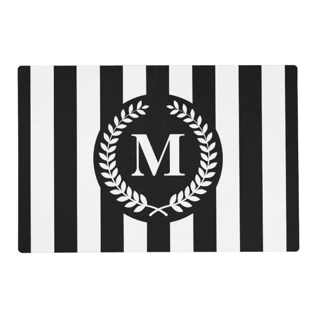 Black and White Stripes Placemat (Front)