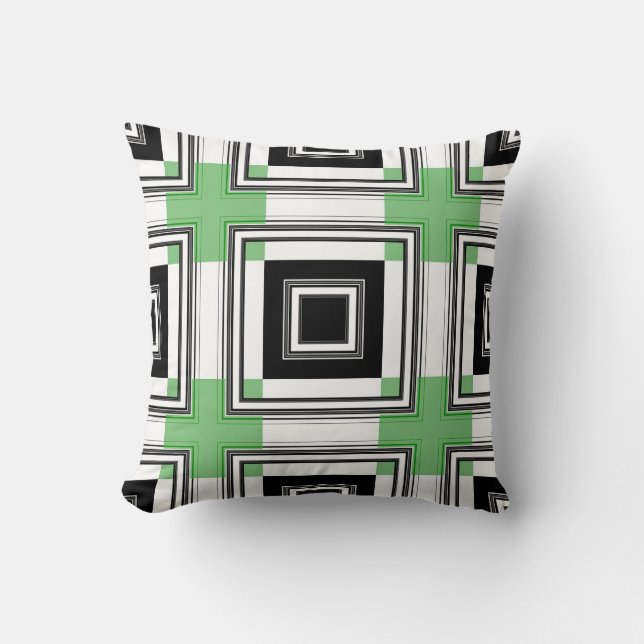 Black and White Stripes Retro Art Design Abstract Throw Pillow (Front)