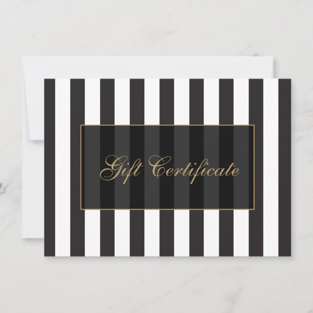 Black and White Stripes Salon Gift Certificate (Front)