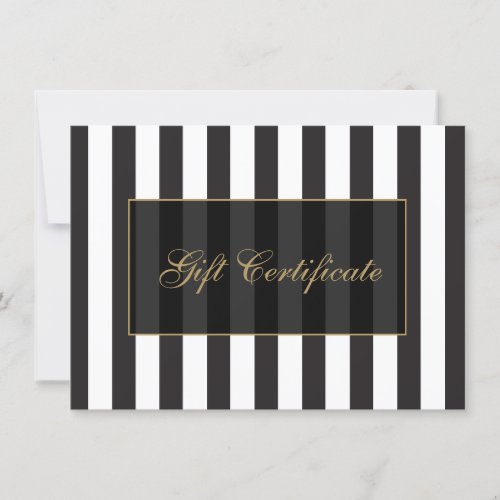 Black and White Stripes Salon Gift Certificate Invitation