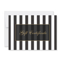 Black and White Stripes Salon Gift Certificate Cards