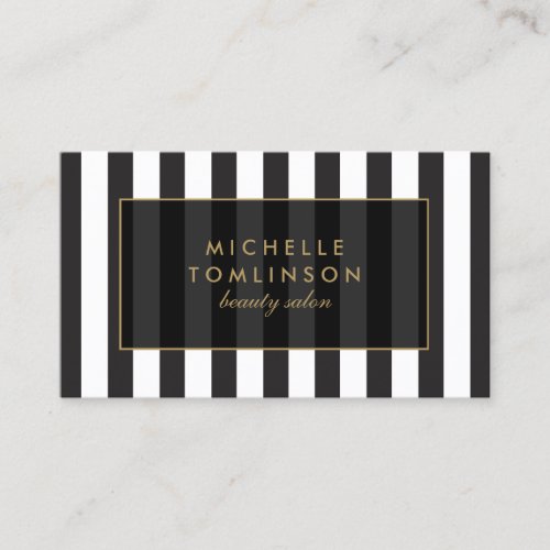 Black and White Stripes Salon III Business Card