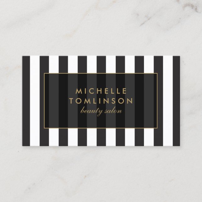Black and White Stripes Salon III Business Card (Front)