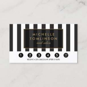 Black and White Stripes Salon Loyalty Card