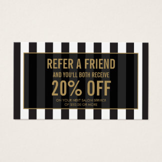 Black and White Stripes Salon Referral Card