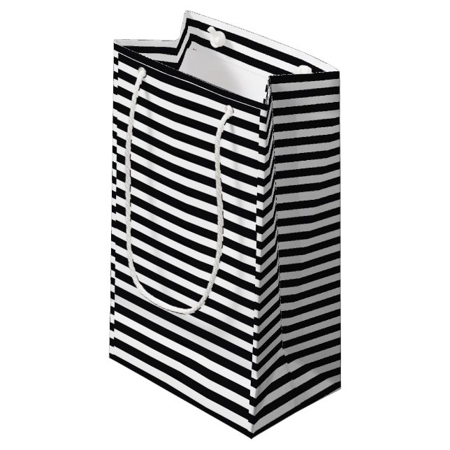 black and white stripes small gift bag (Front Angled)