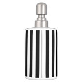 Black and White Stripes Soap Dispenser & Toothbrush Holder (Back)
