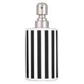 Black and White Stripes Soap Dispenser & Toothbrush Holder (Front)