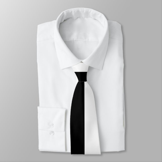Black And White Stripes Solid Colors Design Neck Tie (Tied)
