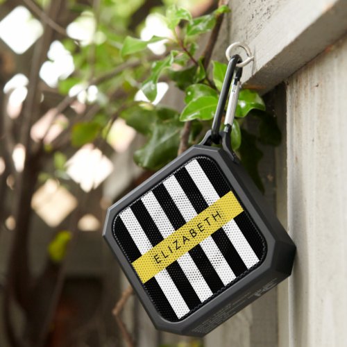 Black and White Stripes Striped Lines Your Name Bluetooth Speaker