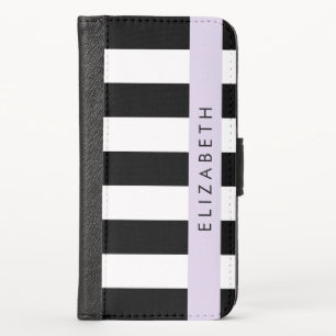 Black and White Stripes, Striped, Lines, Your Name iPhone X Wallet Case
