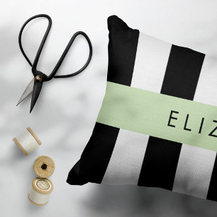 Black and White Stripes, Striped, Lines, Your Name Pet Bed