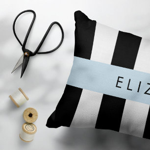 Black and White Stripes, Striped, Lines, Your Name Pillow Case
