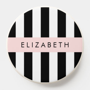 Black and White Stripes, Striped, Lines, Your Name PopSocket