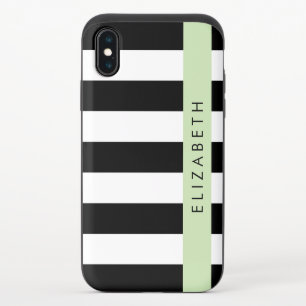 Black and White Stripes, Striped, Lines, Your Name iPhone X Slider Case
