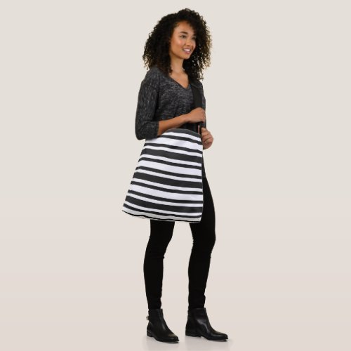 Black and White Stripes Striped Pattern Crossbody Bag