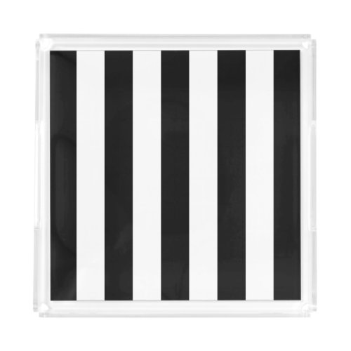 Black and White Stripes Striped Pattern Lines Acrylic Tray