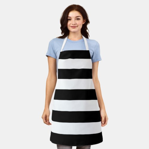 Black and White Stripes Striped Pattern Lines Apron