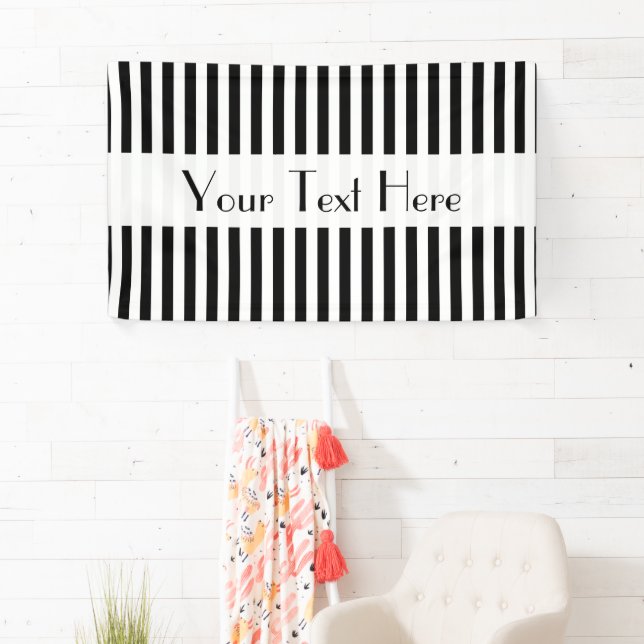 Black and White Stripes, Striped Pattern, Lines Banner (Insitu)