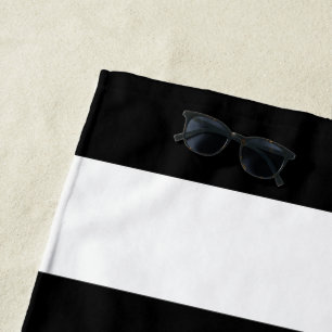 Black and White Stripes, Striped Pattern, Lines Beach Towel