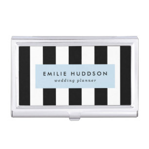 Black and White Stripes, Striped Pattern, Lines Business Card Case