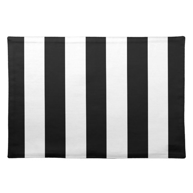 Black and White Stripes, Striped Pattern, Lines Cloth Placemat (Front)