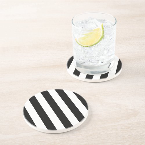 Black and White Stripes Striped Pattern Lines Coaster