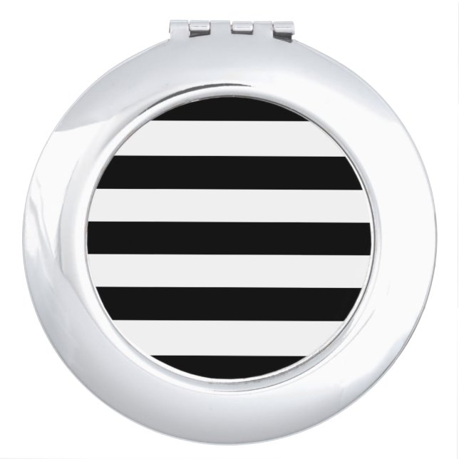 Black and White Stripes, Striped Pattern, Lines Compact Mirror (Front)