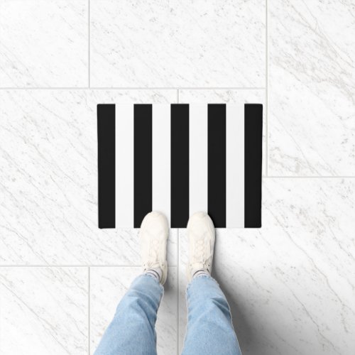 Black and White Stripes Striped Pattern Lines Doormat