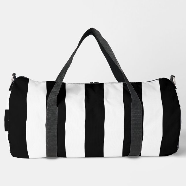 Black and White Stripes, Striped Pattern, Lines Duffle Bag (Front)