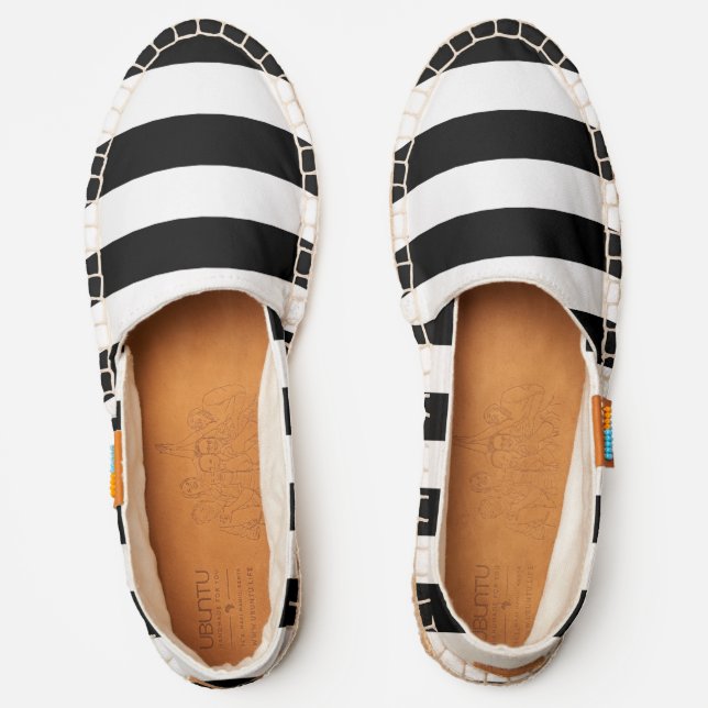 Black and White Stripes, Striped Pattern, Lines Espadrilles (Front)
