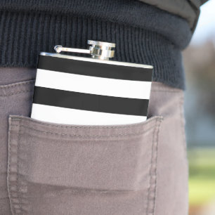 Black and White Stripes, Striped Pattern, Lines Flask