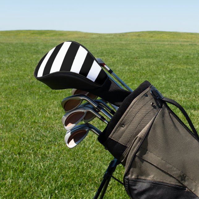 Black and White Stripes, Striped Pattern, Lines Golf Head Cover (In Situ)