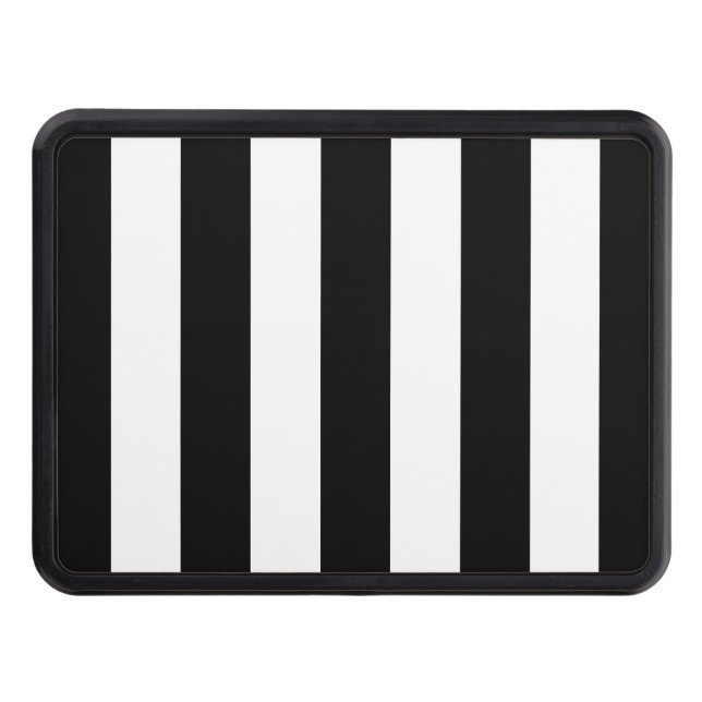 Black and White Stripes, Striped Pattern, Lines Hitch Cover (Front)