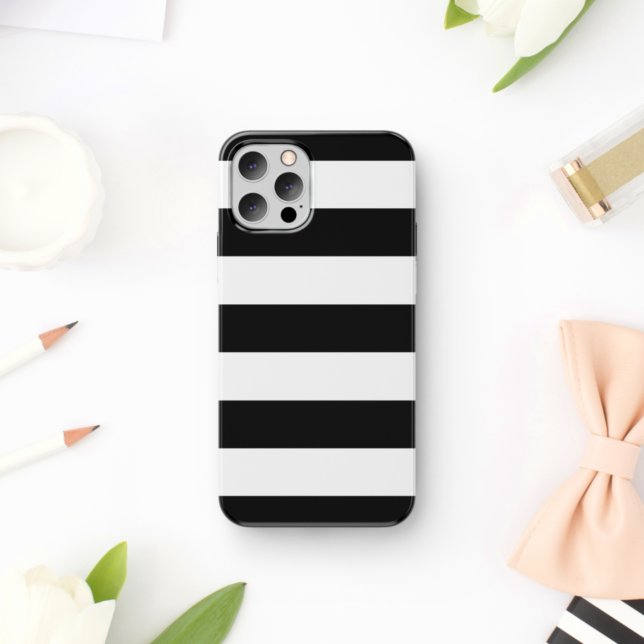 Black and White Stripes, Striped Pattern, Lines iPhone Case (Creator Uploaded)