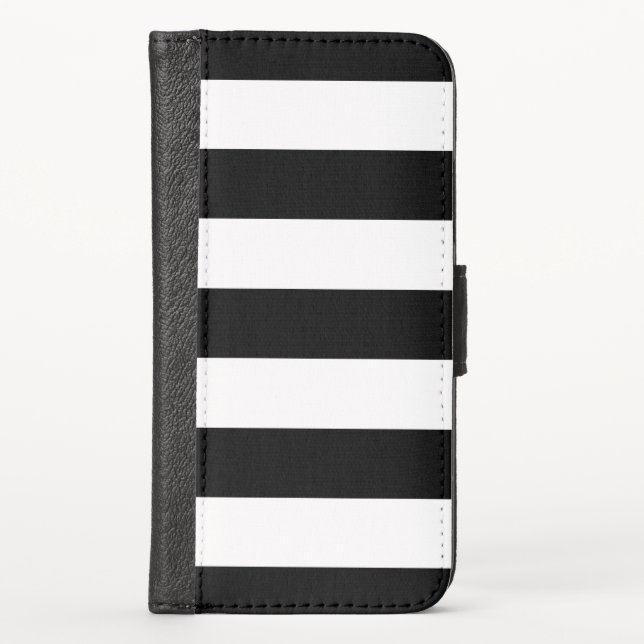 Black and White Stripes, Striped Pattern, Lines iPhone Wallet Case (Front)