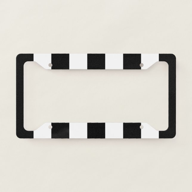 Black and White Stripes, Striped Pattern, Lines License Plate Frame (Front)