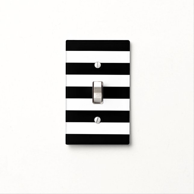 Black and White Stripes, Striped Pattern, Lines Light Switch Cover (In Situ)