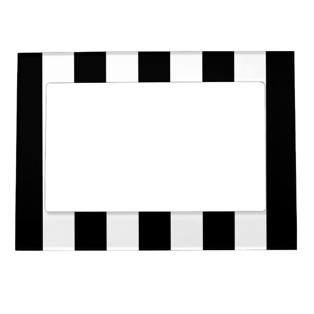 Black and White Stripes, Striped Pattern, Lines Magnetic Frame (Front)