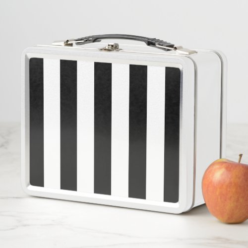 Black and White Stripes Striped Pattern Lines Metal Lunch Box