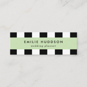 Black and White Stripes, Striped Pattern, Lines Mini Business Card