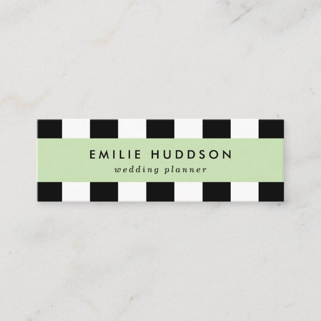 Black and White Stripes, Striped Pattern, Lines Mini Business Card (Front)